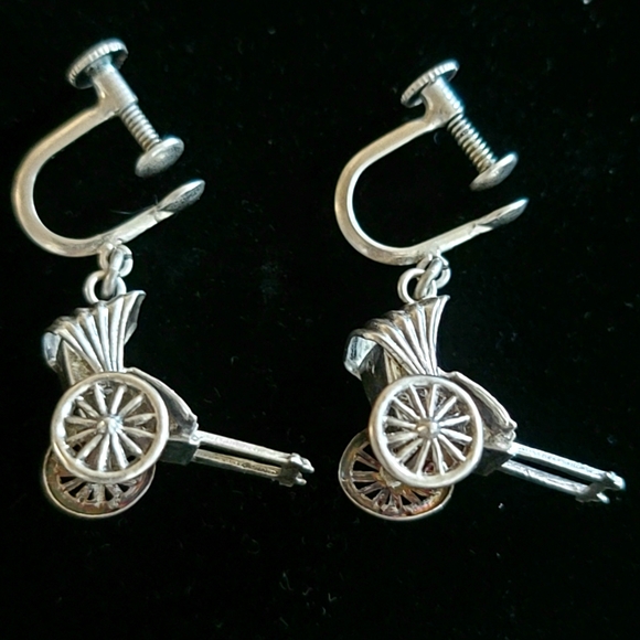 Antique Silver Rickshaw Earrings - Picture 7 of 12